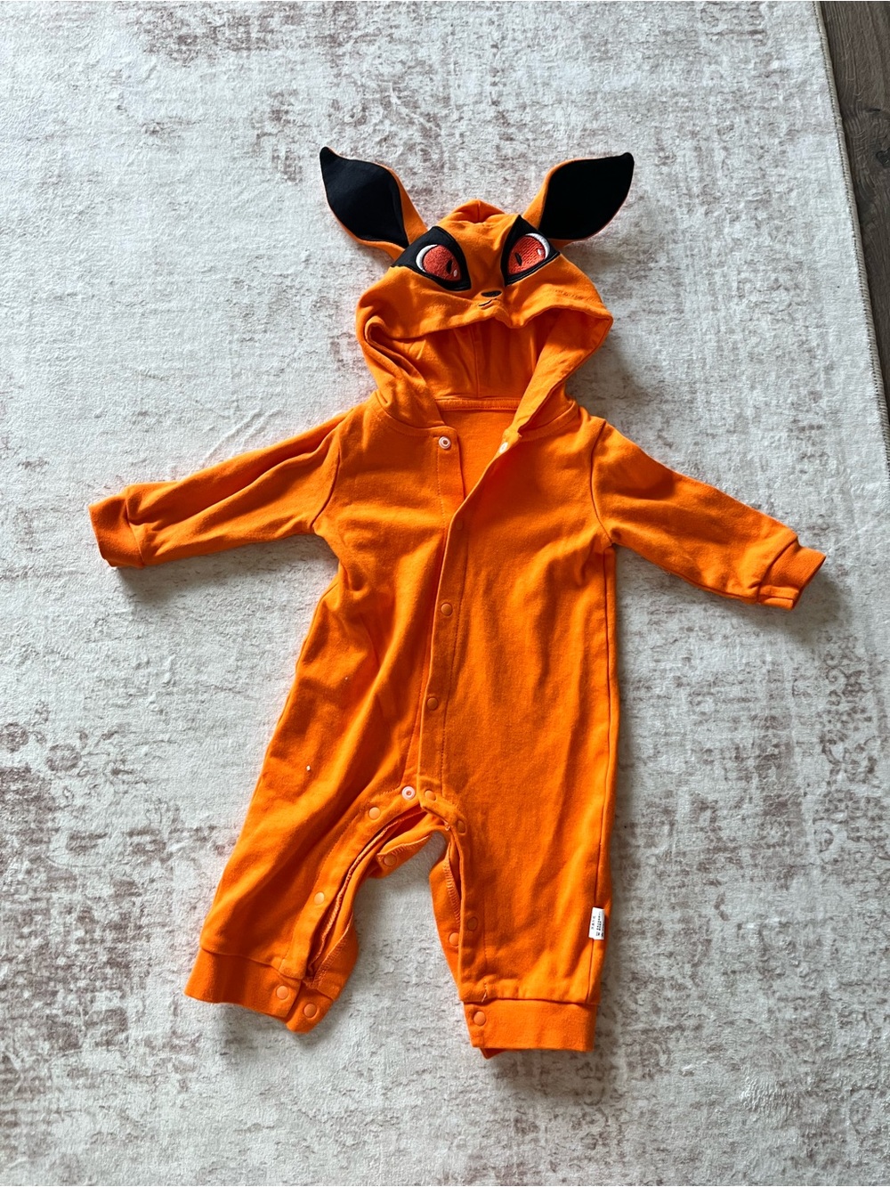 Orange Fox Hooded One-Piece for Kids